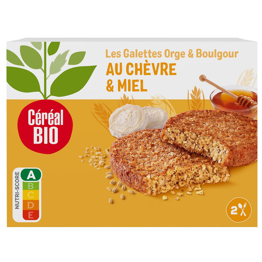Galettes Orge, Boulghour & Chèvre Miel Bio CEREAL BIO les 2 galettes de 100 g