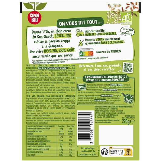 Microwave Wheat Red Rice &amp; Organic Quinoa CEREAL BIO