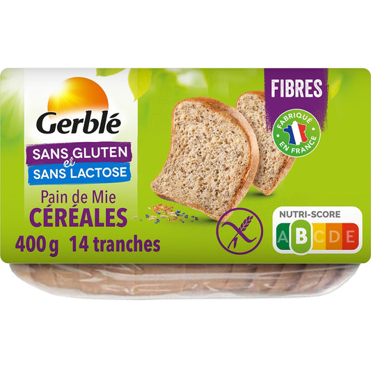 Pain de Mie Céréales Sans Gluten GERBLE le paquet de 400g