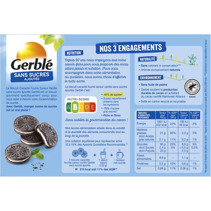 Biscuit Cacao Vanille Sans Sucres Ajoutés GERBLE