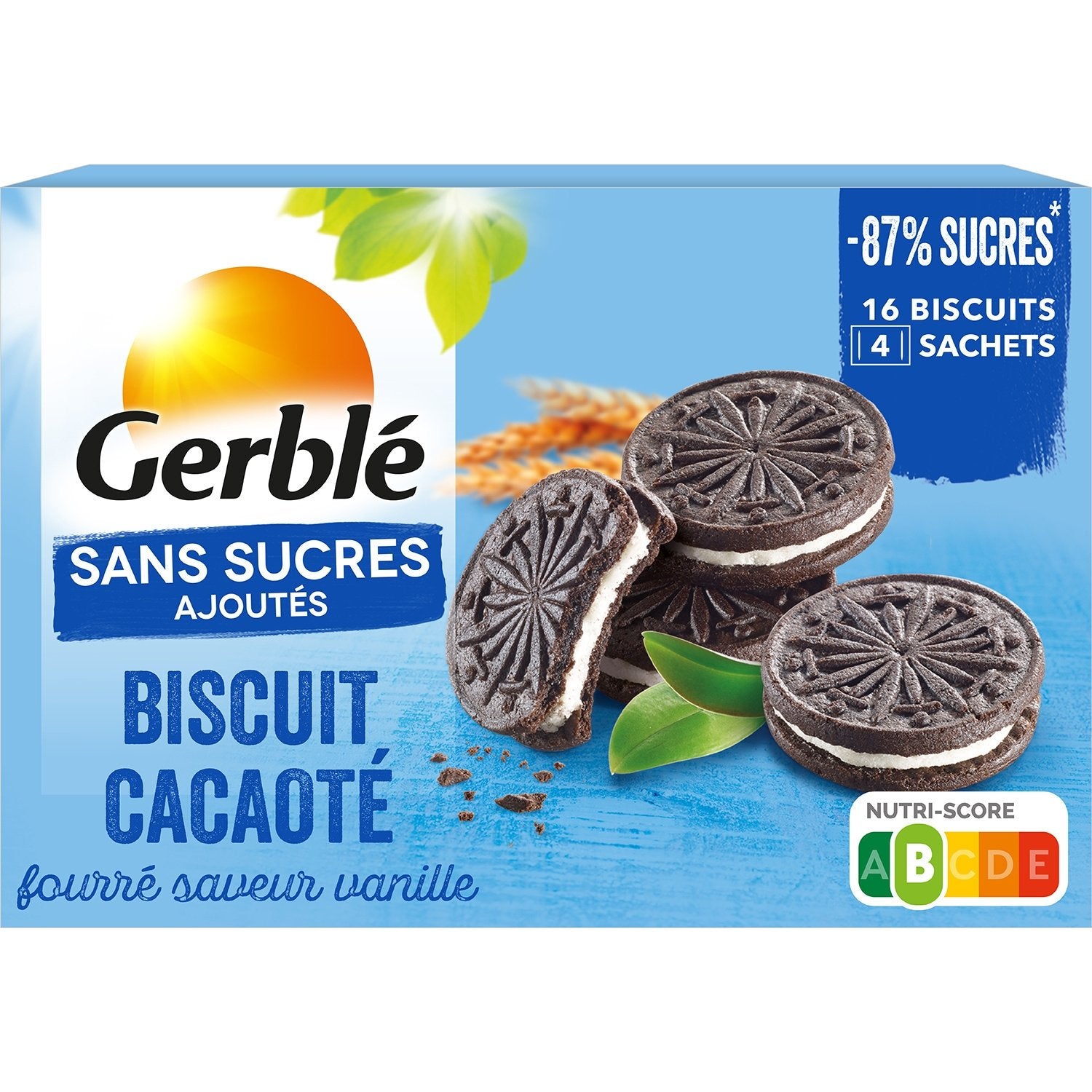 Biscuit Cacao Vanille Sans Sucres Ajoutés GERBLE la boite de 176 g