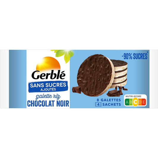 Galette Riz Chocolat Noir Sans Sucres Ajoutés GERBLE le sachet de 130,4g