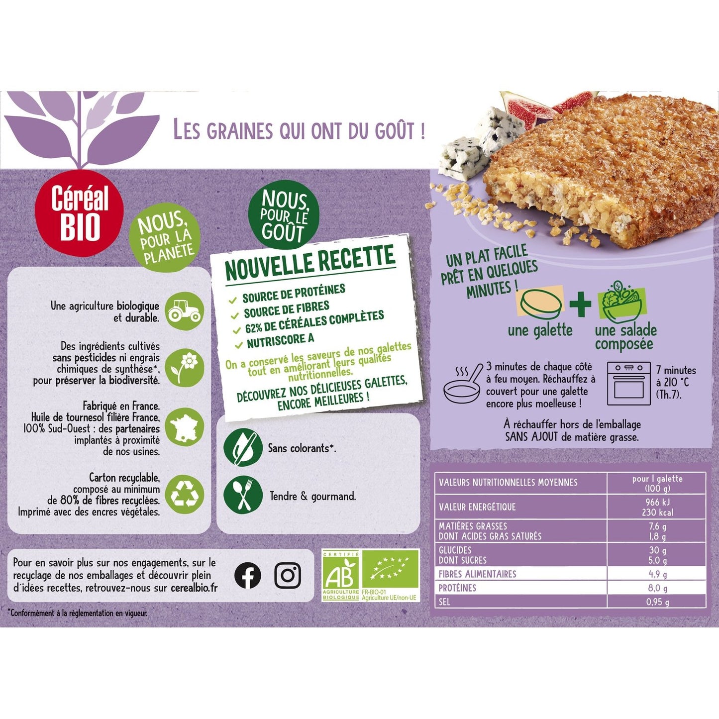 Galettes Boulgour au Roquefort et Figues Bio CEREAL BIO