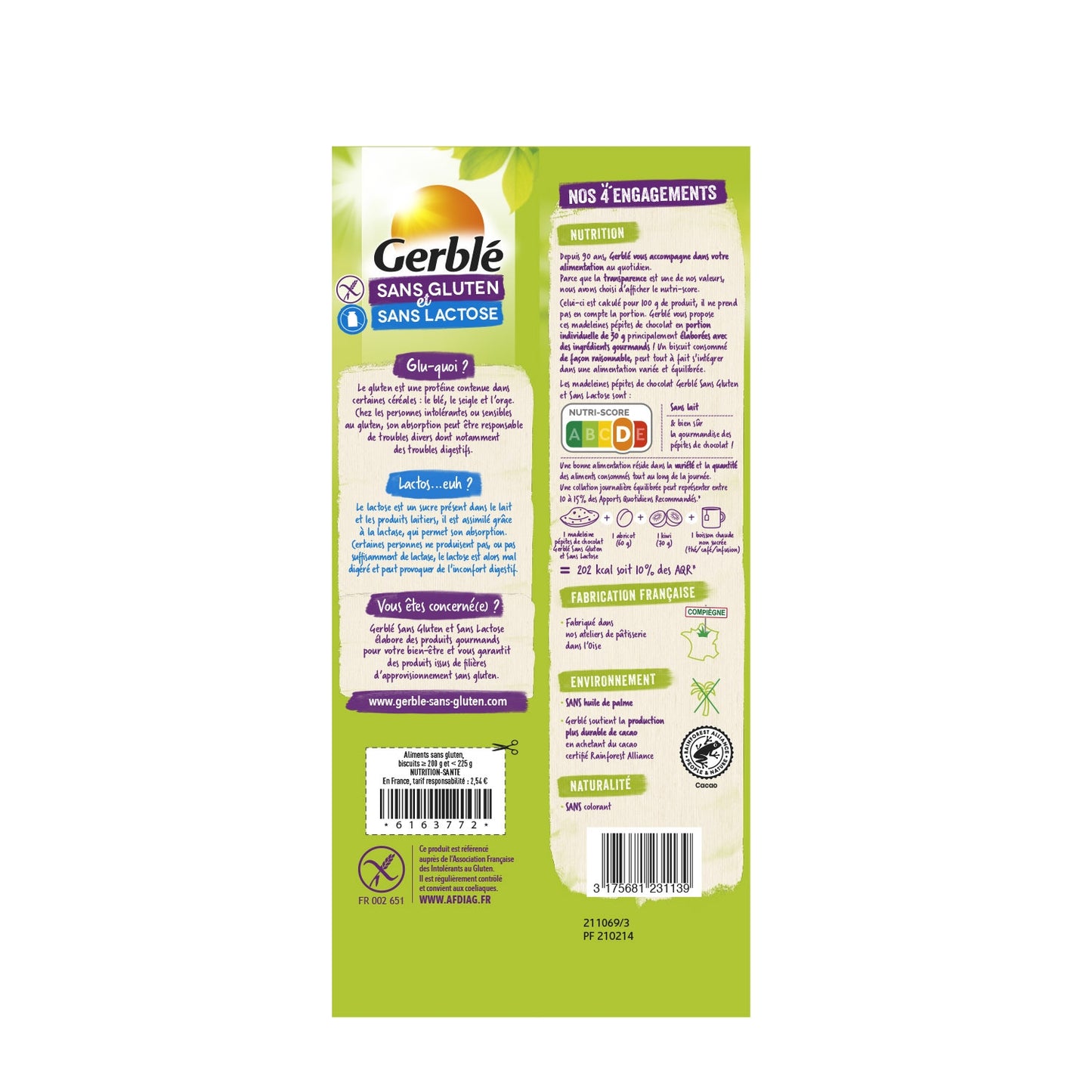 Madeleine Pépites Chocolat Sans Gluten GERBLE