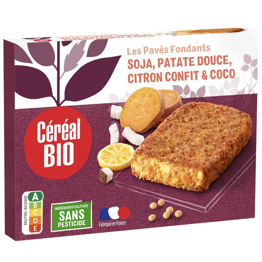 Pavés Fondants Soja, Patate Douce, Citron Confit et Coco Bio CEREAL BIO les 2 pavés de 100g