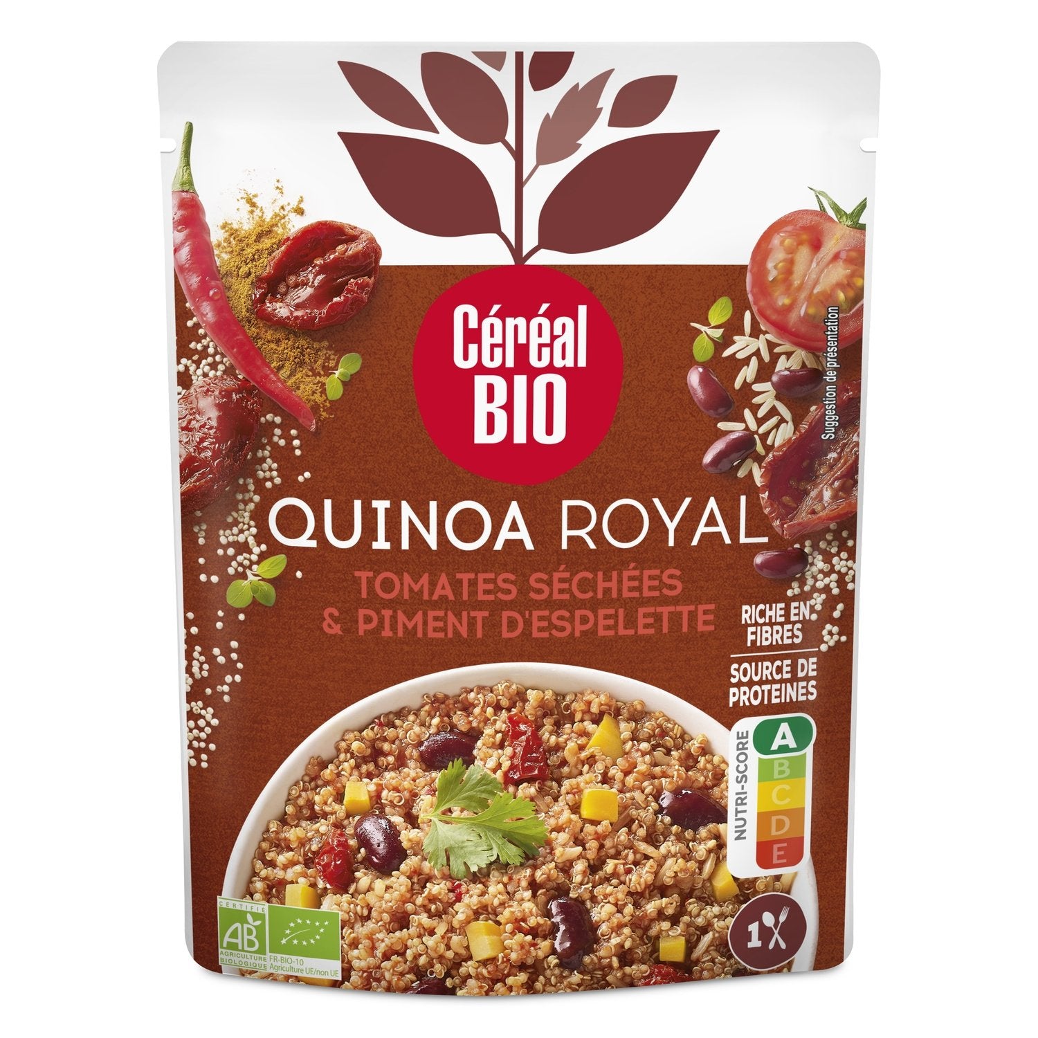 Quinoa Royal Tomates Séchées et Piment d'Espelette Bio CEREAL BIO le sachet de 220g