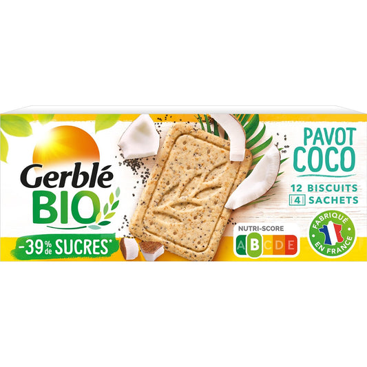 Biscuit Coco Pavot GERBLE BIO la boîte de 132g