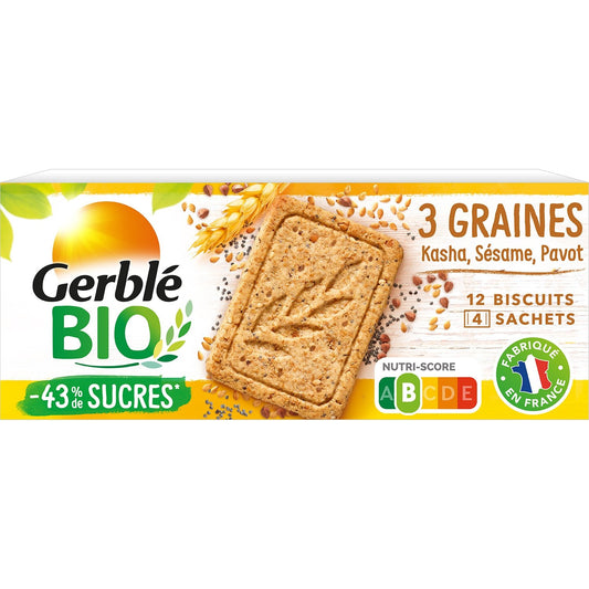 Biscuit 3 Graines GERBLE BIO la boîte de 132g