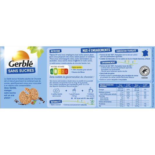 GERBLE Zuckerfreier Shortbread-Keks mit Haselnüssen und Schokoladenstückchen
