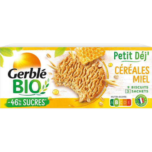 Biscuit Petit'dej Céréales Miel GERBLE BIO la boîte de 132g