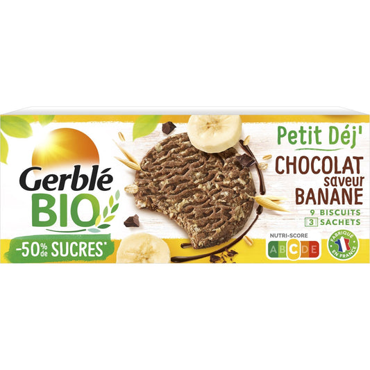 Biscuit Petit'dej Chocolat Banane GERBLE BIO la boîte de 132g