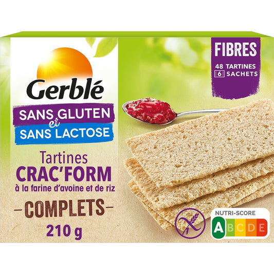 Tartine Complète Avoine Sans Gluten GERBLE la boite de 250 g