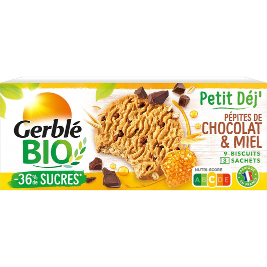 Biscuit Petit'dej Pépites Chocolat GERBLE BIO la boîte de 132g