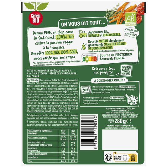 Ready Meal Mezzelune Duo of Organic Olives CEREAL BIO