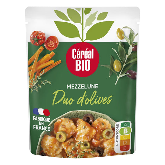 Plat Cuisiné Mezzelune Duo d'Olives Bio CEREAL BIO le sachet de 280g