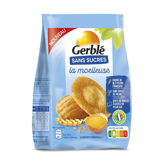 Madeleine Sans Sucres la Moelleuse GERBLE le paquet de 150g