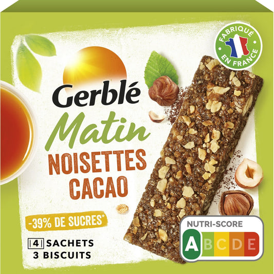 Barre Petit Dejeuner Noisettes Cacao GERBLE la boîte de 120g
