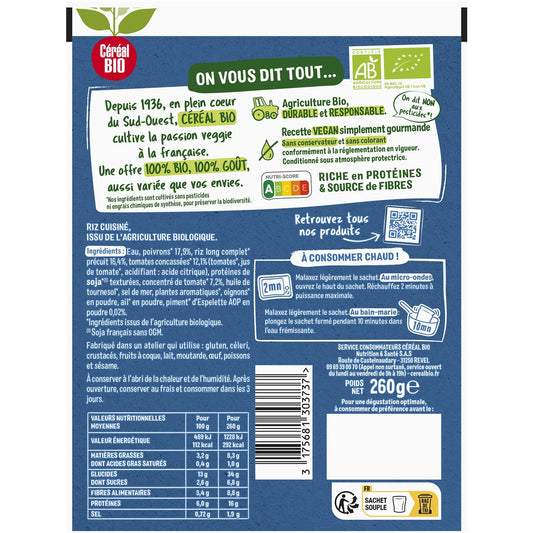 Riz basquaise végétarien repas express CEREAL BIO 