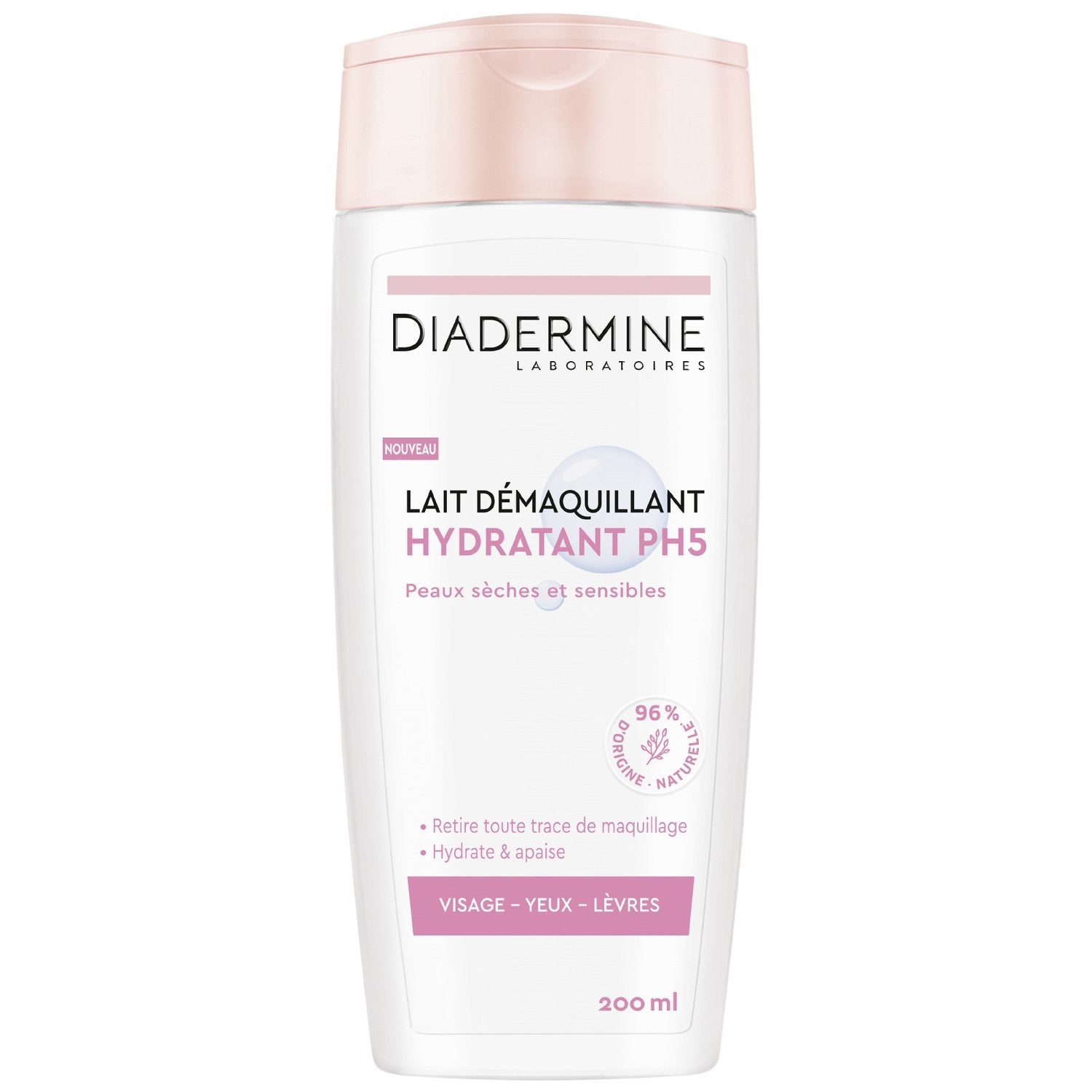 Lait Démaquillant Hydratant Peaux Sèches DIADERMINE le flacon de 200 ml