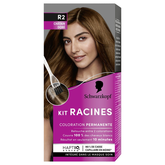 Coloration Permanente R2 Châtain Doré Couvre 100% des Cheveux Blancs Kit Racines SCHWARZKOPF la boîte de coloration