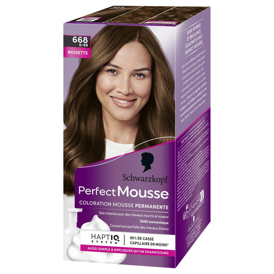 Coloration Permanente 668 Noisette Sans Amoniaque Perfect Mousse PERFECT MOUSSE la boite de coloration