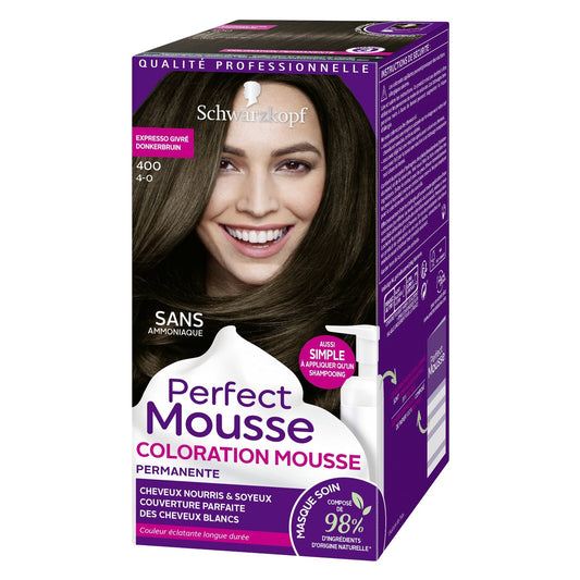 Coloration Permanente 400 Expresso Givré Sans Ammoniaque Mousse Perfect Mousse SCHWARZKOPF la boite de coloration