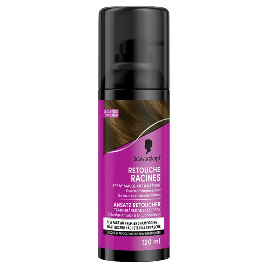 Coloration Retouche Racines Châtain Foncé Efface au 1er Shampoing SCHWARZKOPF le spray de 120mL