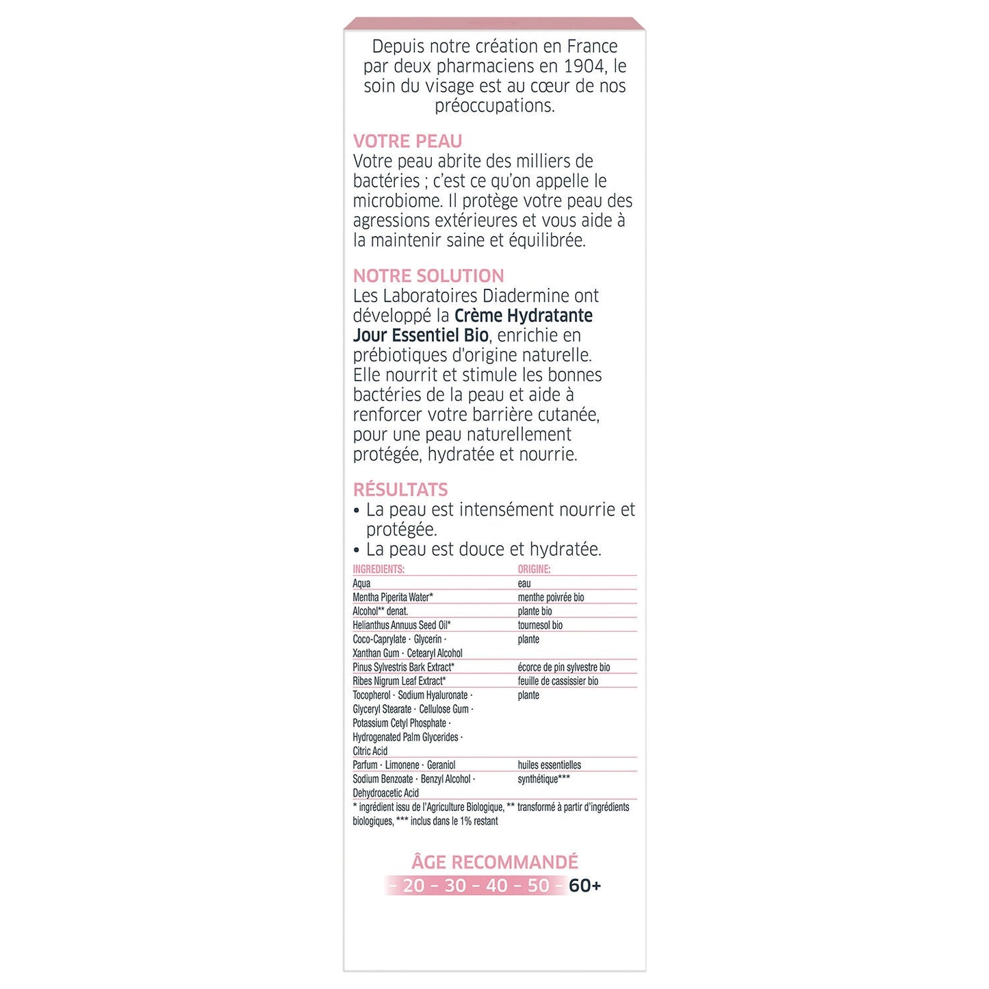 DIADERMINE Bio Feuchtigkeitsspendende Tagesgesichtscreme