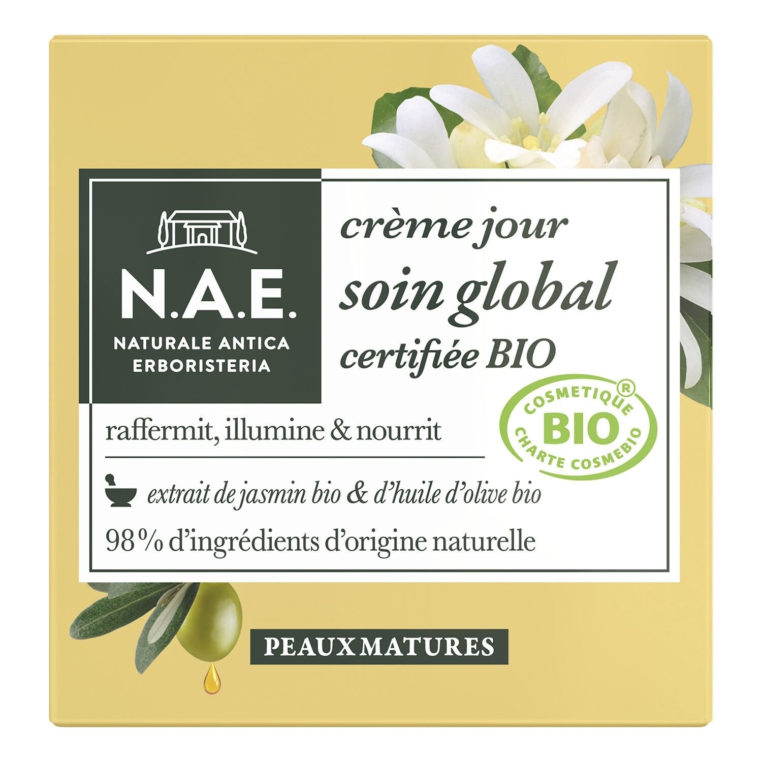 Crème Visage Jour Peaux Matures Bio N. A. E le pot de 50mL