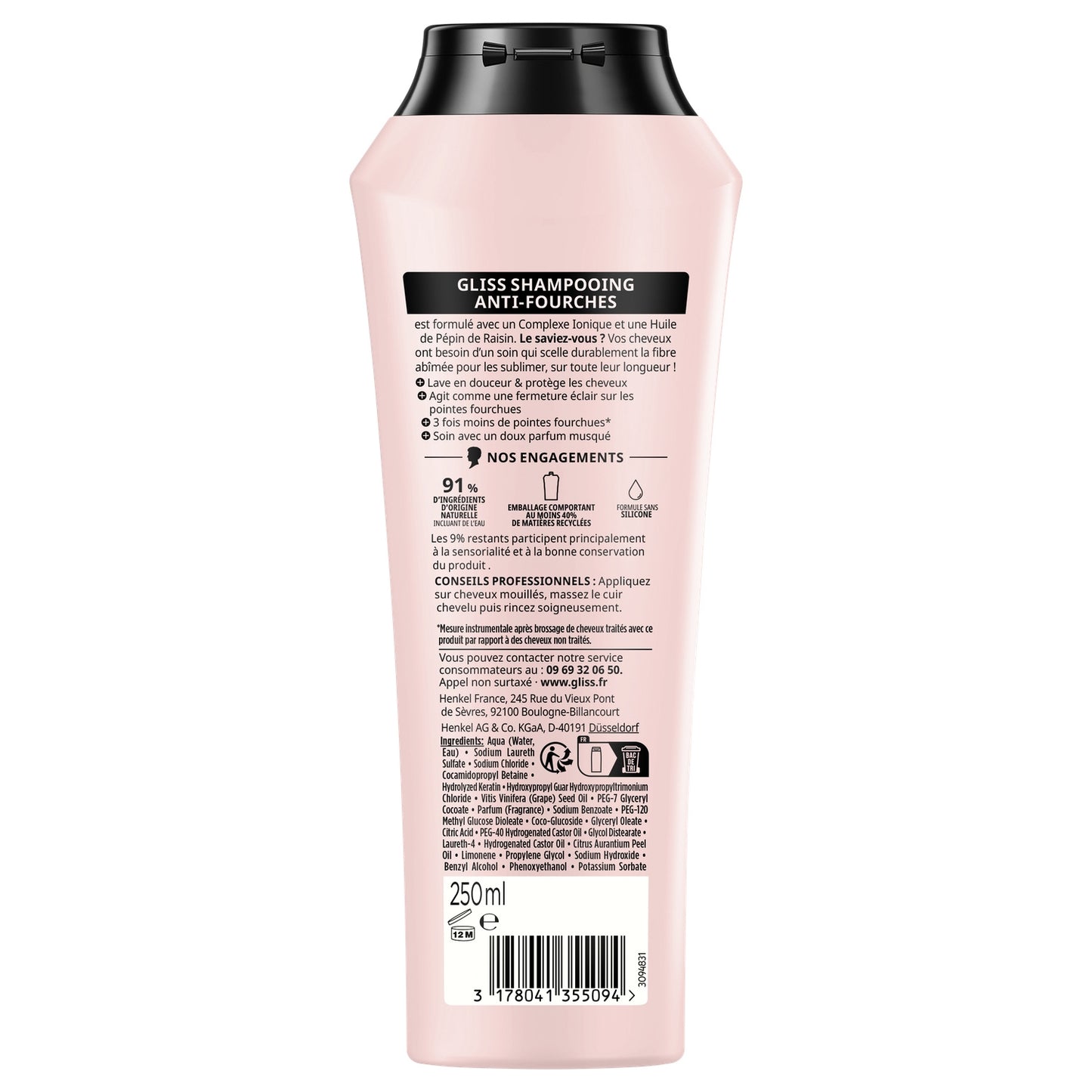 Shampoing Anti-fourches pour Longueurs et pointes SOS Longueurs & Pointes GLISS 
