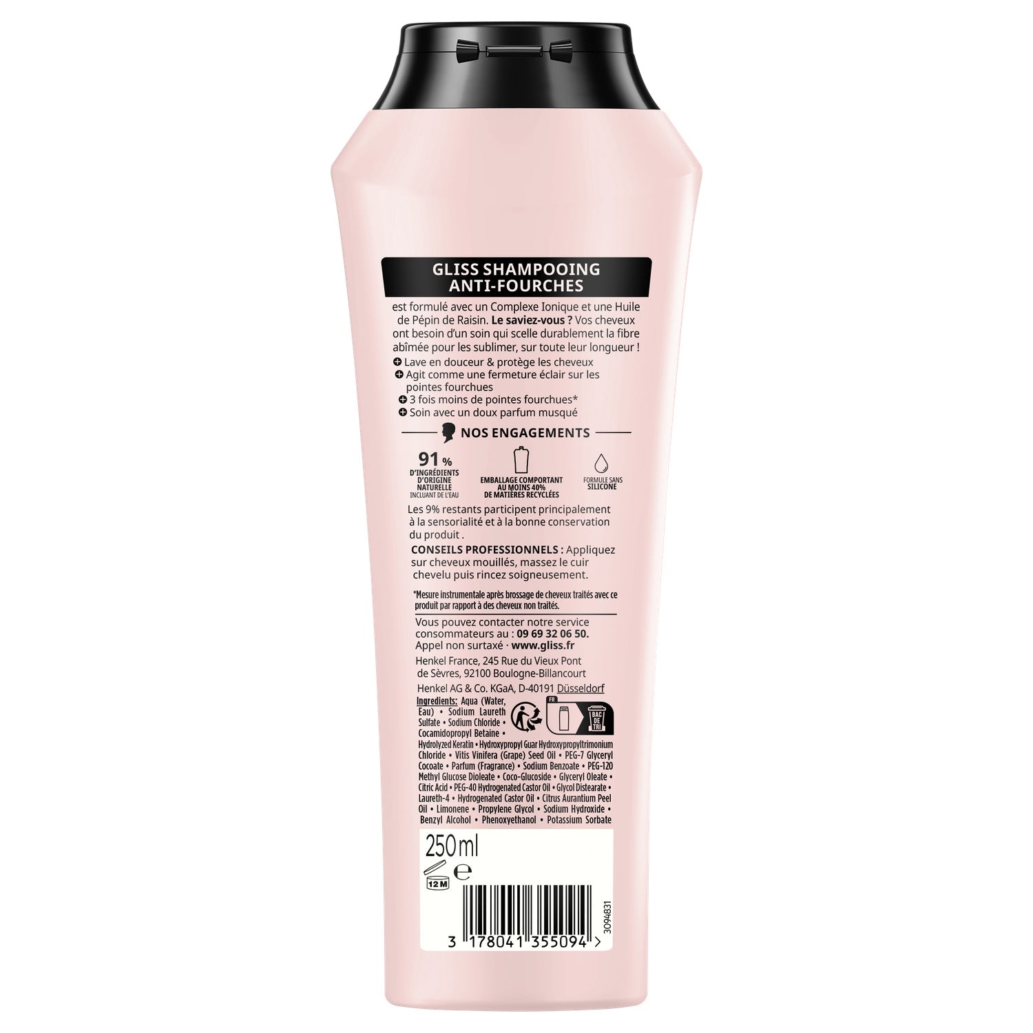Shampoing Anti-fourches pour Longueurs et pointes SOS Longueurs & Pointes GLISS 