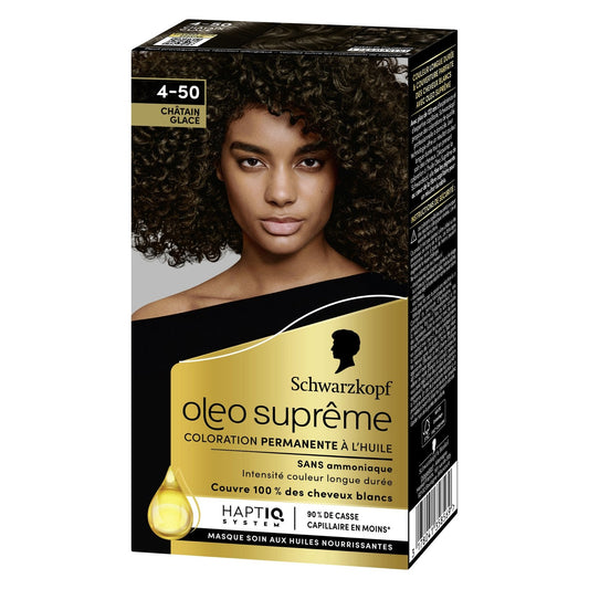 Coloration Permanente 4-50 Châtain Glacé Sans Ammoniaque Oleo Supreme SCHWARZKOPF la boite de coloration