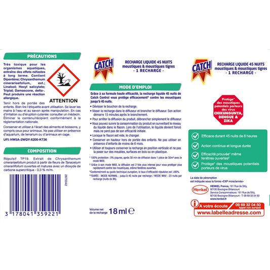 Anti-Mosquito Liquid Refill Anti-Mosquito White Flower Scent 45 Nights Protection CATCH