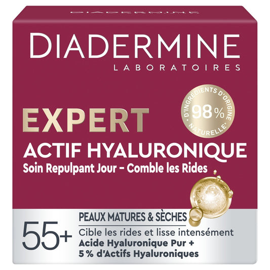 Soin de Jour Repulpant Visage Expert Actif Hyaluronique DIADERMINE le pot de 50mL