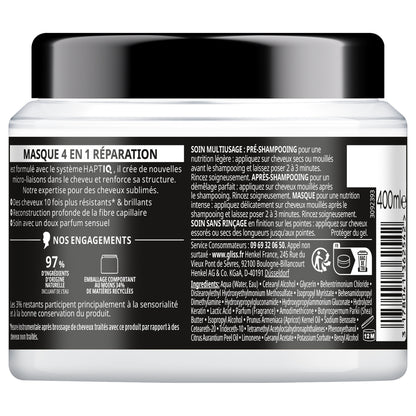 Soin cheveux Intense Masque 4en1 Réparation pour Cheveux Secs et Abîmés Gliss GLISS 