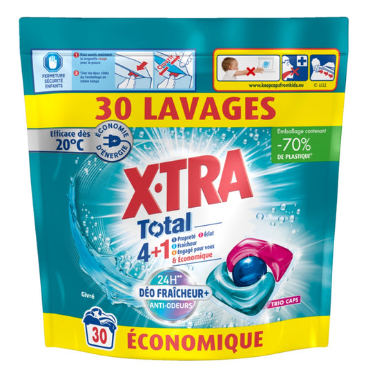 Lessive Capsules Total 4+1 Déo Fraîcheur+ Anti-Odeurs X-TRA 