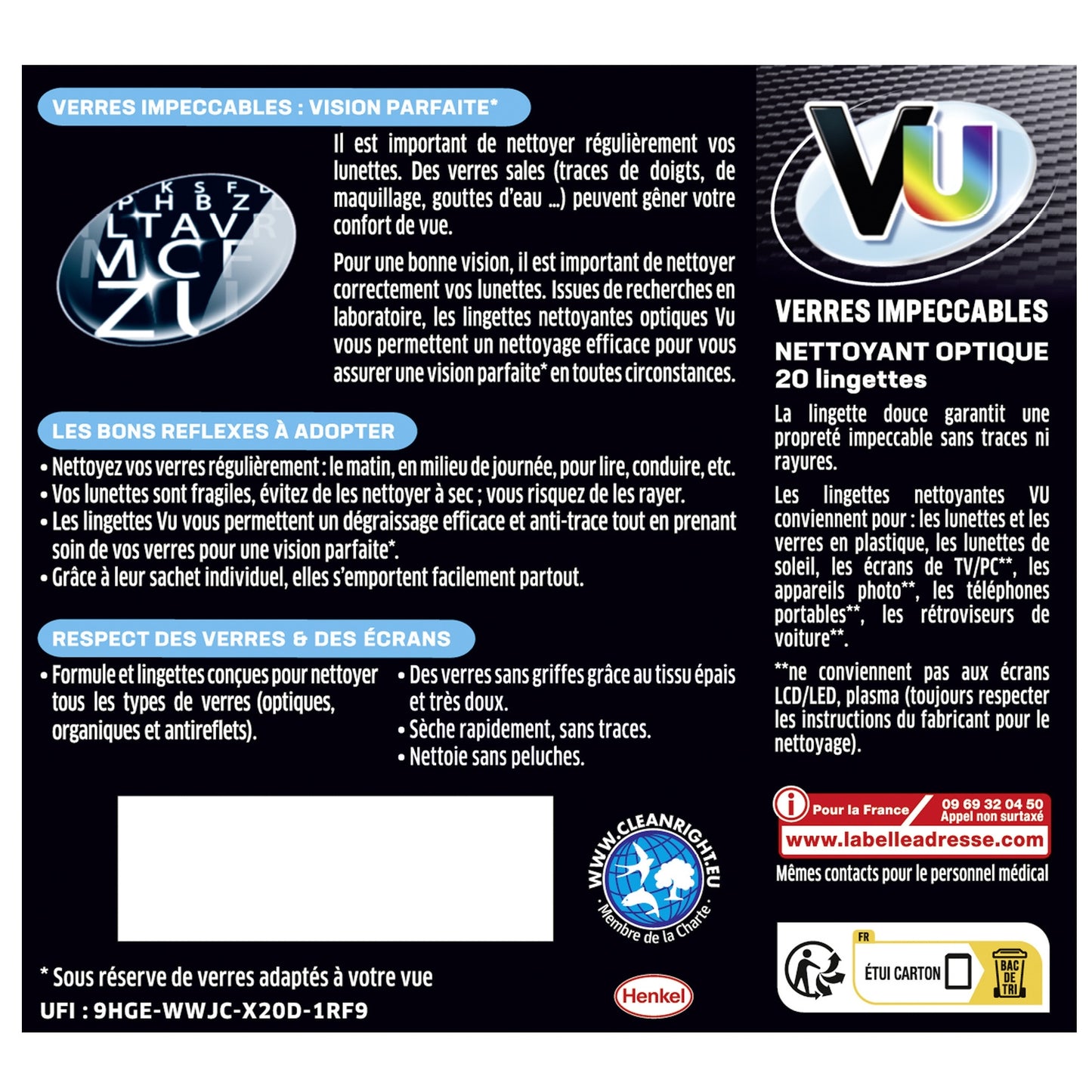 Nettoyant Optique Verres Ultra Dégraissant Et Anti-Traces VU 