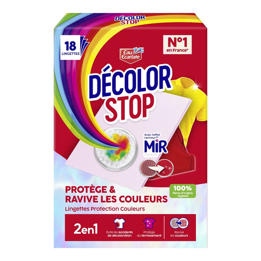 Lingettes Décolorations Protège & Ravive les Couleurs DECOLOR STOP la boite de 18 lingettes