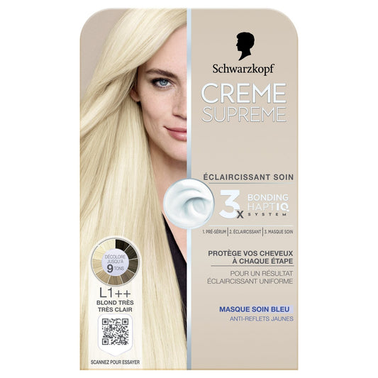 Coloration L1++ Blond Très Clair Triple Soin Crème Supreme SCHWARZKOPF la boite de coloration