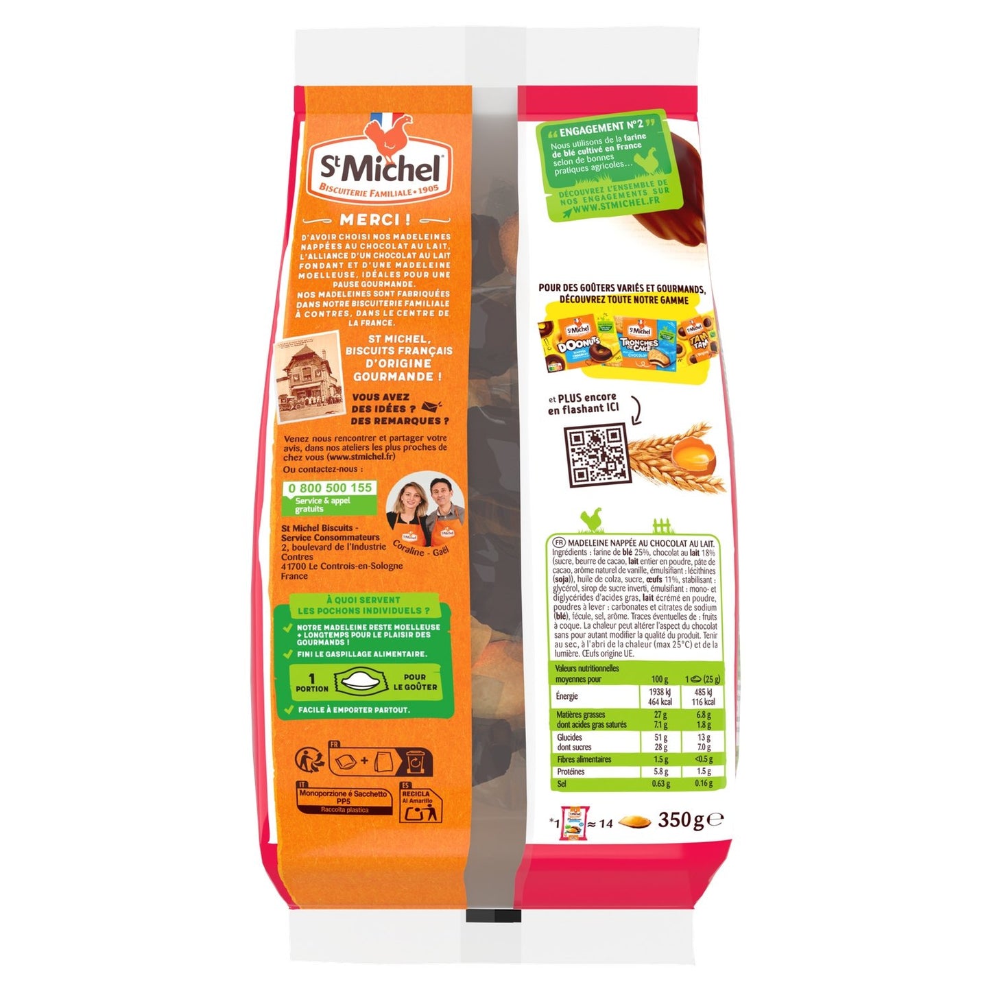 Madeleines Nappées Chocolat ST MICHEL