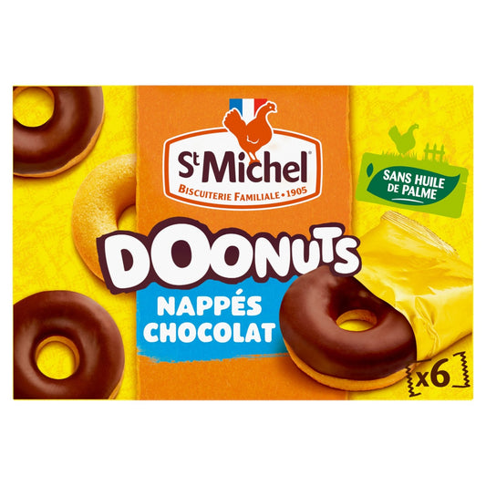 Gâteaux Doonuts Nappés Chocolat au Lait ST MICHEL la boîte de 6 donuts de 180g