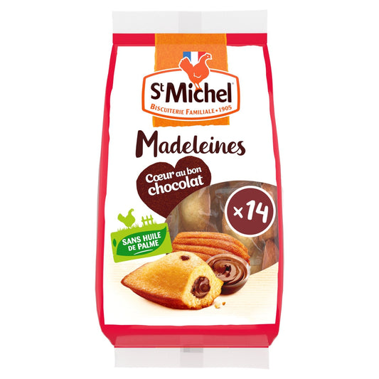 Madeleines Coeur au Bon Chocolat ST MICHEL le sachet de 14 madeleines de 350g