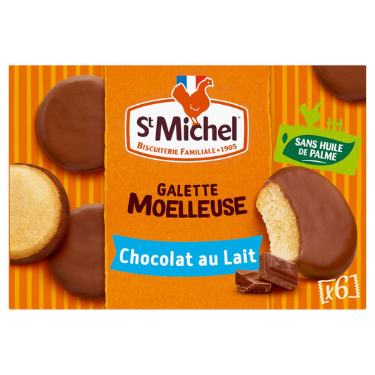 Gâteaux Galettes Moelleuses Nappées Chocolat au Lait ST MICHEL le paquet de 6 gâteaux de 180g