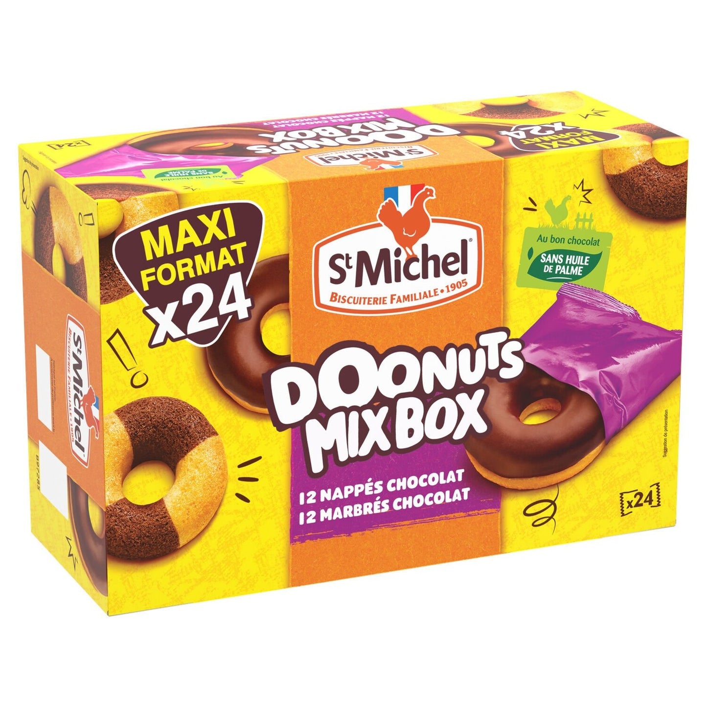 ST MICHEL Schokoladenüberzogene und marmorierte Donut-Kuchen