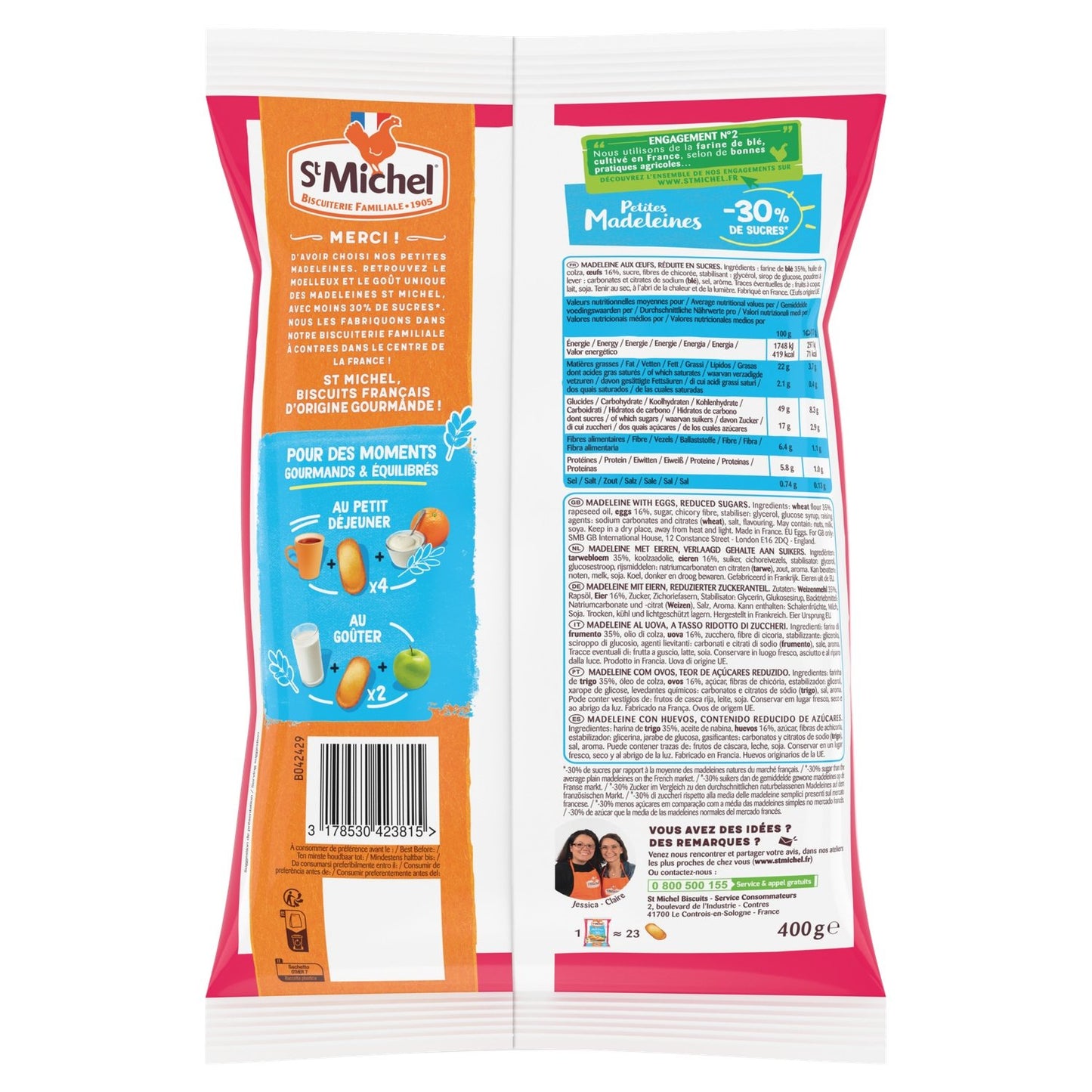 Madeleines Petites Natures 30% de Sucre ST MICHEL