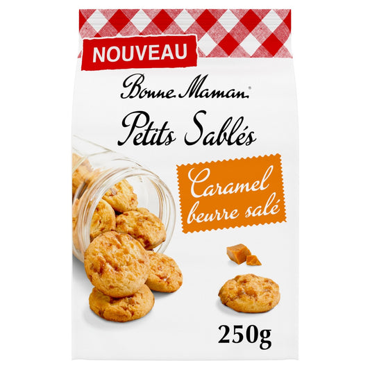 Biscuits Petits Sablés Caramel Beurre Salé BONNE MAMAN le sachet de 24 biscuits de 250g
