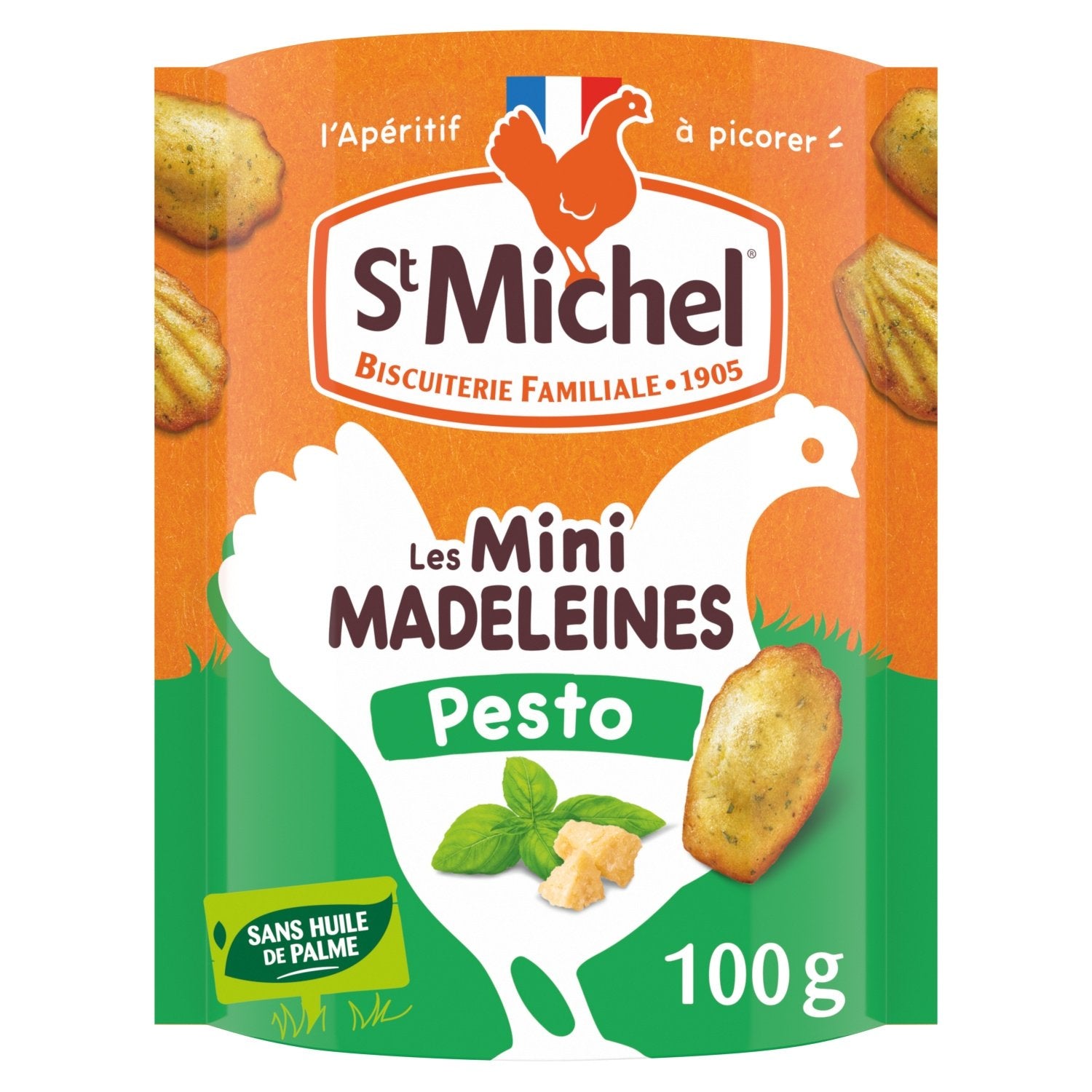 Biscuits Apéritifs Minis Madeleines Moelleuses Pesto ST MICHEL le sachet de 100g