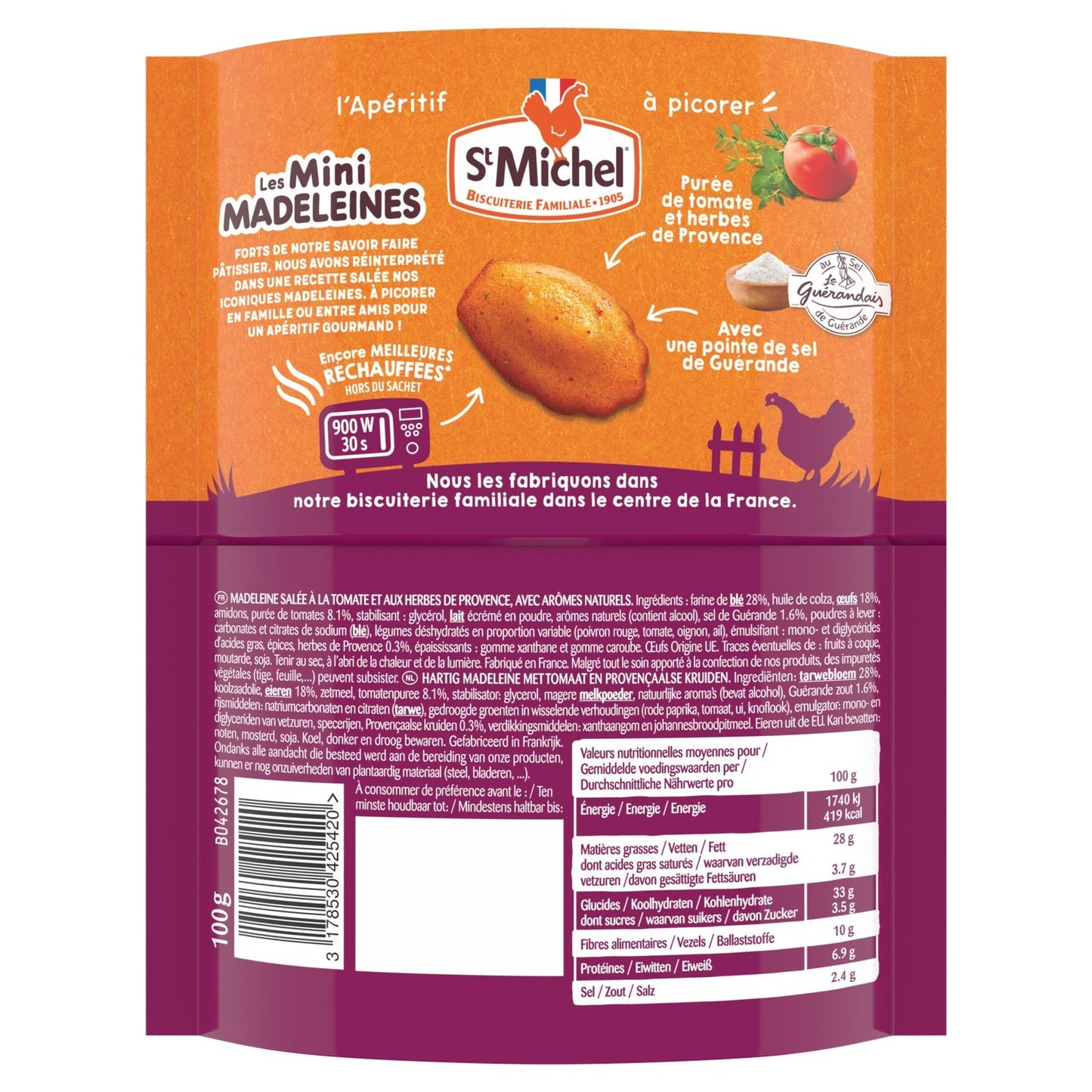 Biscuits Apéritifs Minis Madeleines Moelleuses Tomate Herbes de Provence ST MICHEL