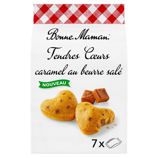 Tendres Cœurs Caramel au Beurre Salé BONNE MAMAN le paquet de 7 gâteaux - 210g