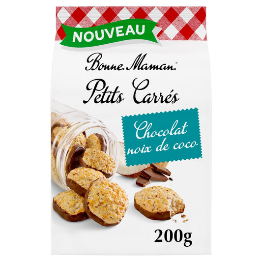 Biscuit Petits Carrés Chocolat Noix de Coco BONNE MAMAN le paquet de 200g